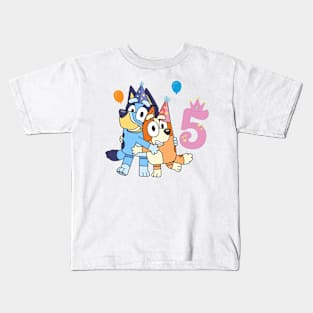 Bluey Happy 5 Years Birthday Kids T-Shirt